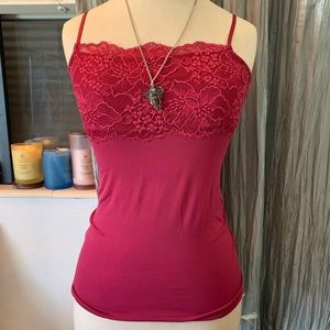 Beautiful Soft Lace Dark Red Cami Small NWOT